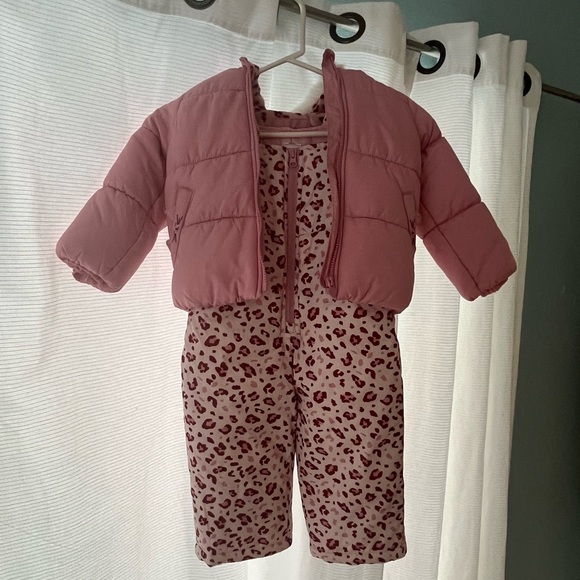 Carter’s Toddler Girls 3T Pink Cat Snow/Ski Suit 2-Piece Jacket/Bib Combo w Hat! - Picture 2 of 11